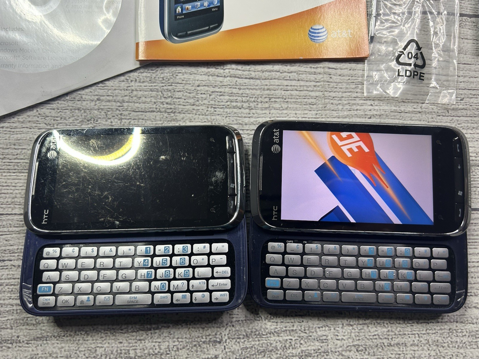HTC Tilt 2 Black AT&T Lot of 2 Phones Parts Repair Windows