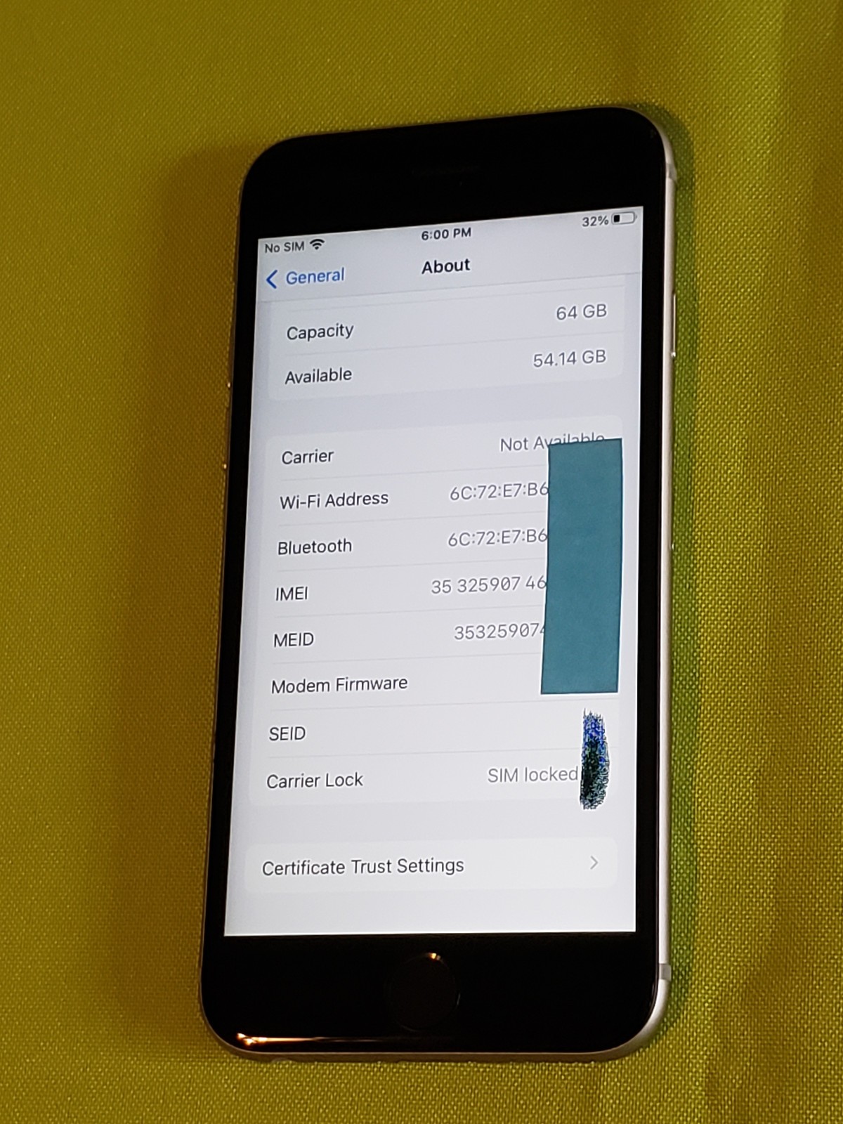 Apple iPhone 6s 64GB S Gray AT&T Working Cond A1633 See Pic & Description AS IS