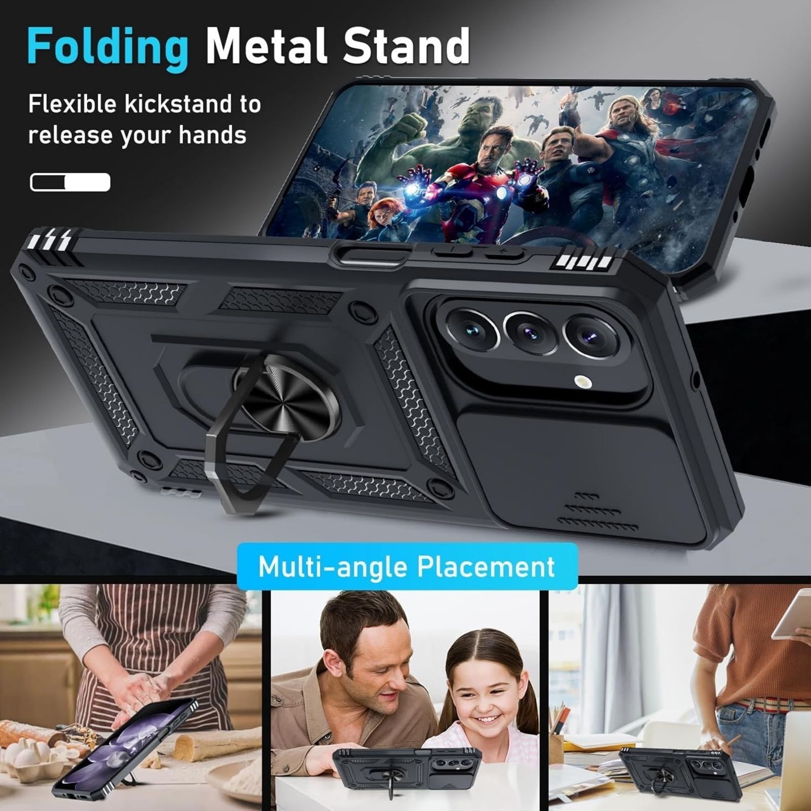 For Samsung Galaxy A26 5G Black Case With Heavy Duty Shockproof Protective Cover