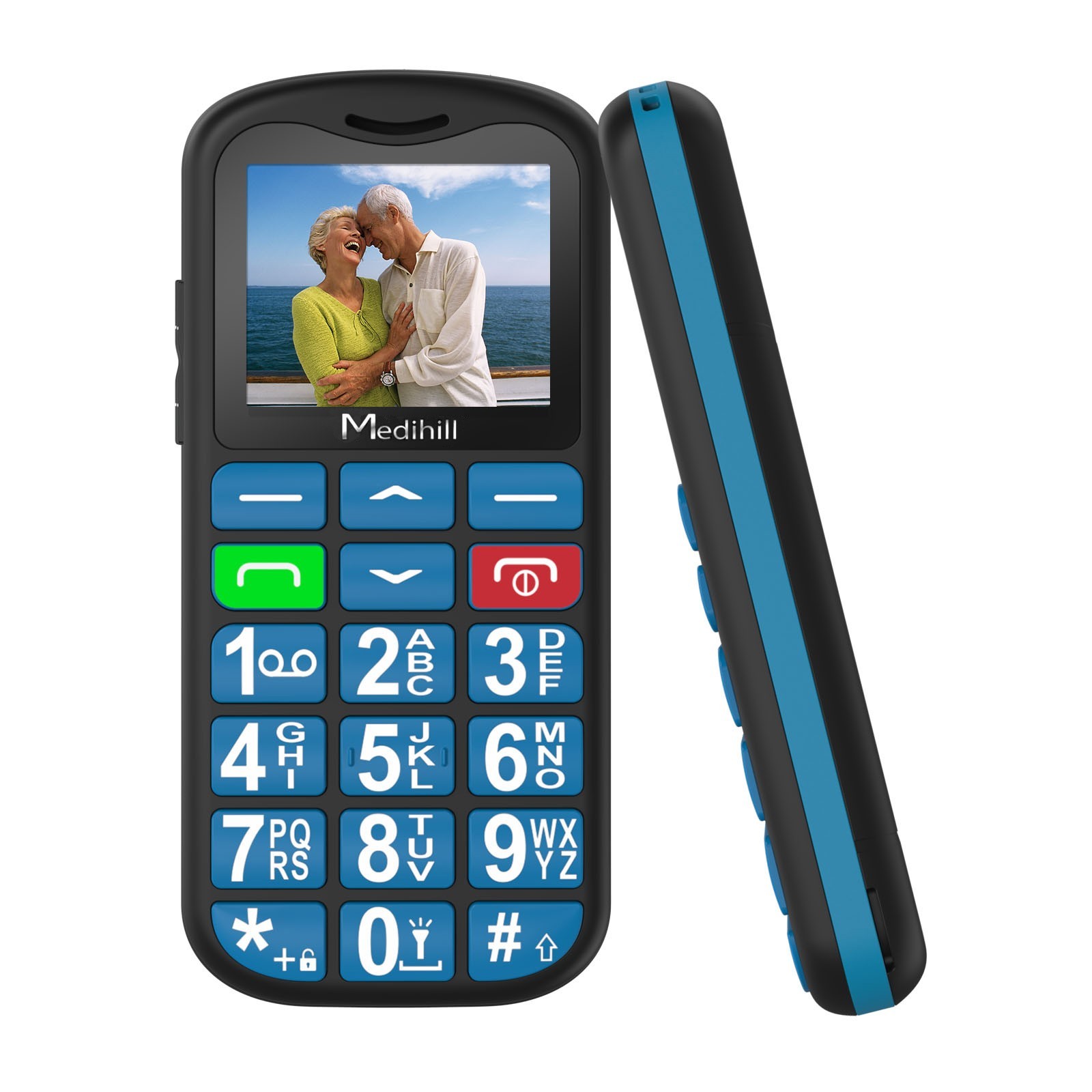 Big Button Mobile Phone SOS for Elderly Senior Cell Phone (Blue) – OPEN BOX