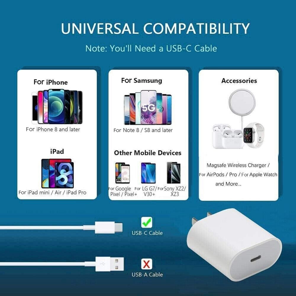 45w Type USB-C Super Fast Wall Charger +6FT Cable For Samsung Galaxy S23 S22 S21