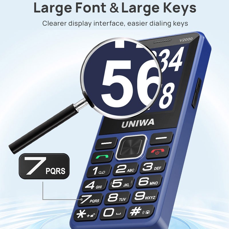 2.4″ 4G Mobile Dual SIM Big Button FM Radio Cell Phone SOS Keyboard UNIWA V2000