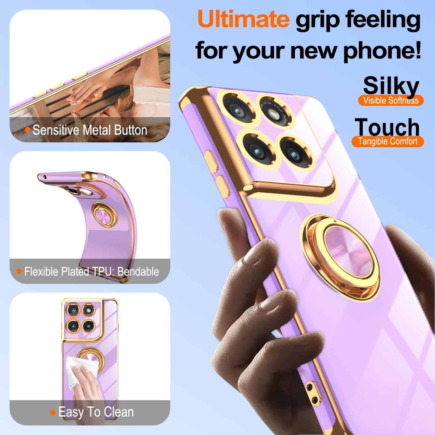 For Motorola Moto Edge 2025 Case With 360° Rotatable Floral Ring Kickstand