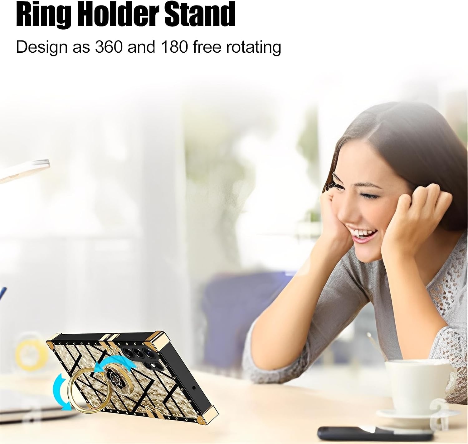 Samsung Galaxy S26 Ultra Case for Women with Diamond Ring Kickstand, Luxury Desi