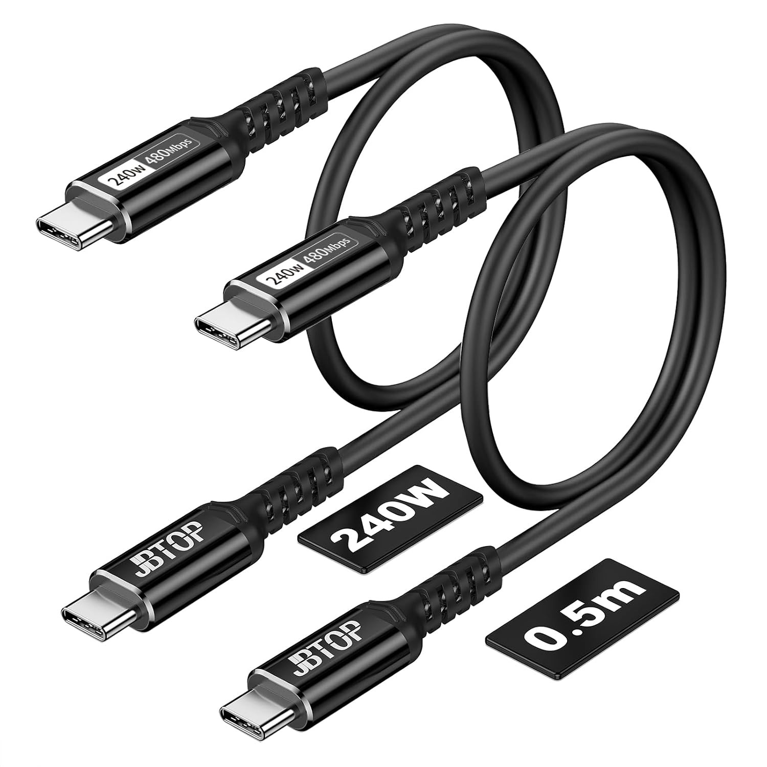 2 Pack 240W USB-C Fast Charger for iPhone 16/15 Pro Max 1.5FT Cable