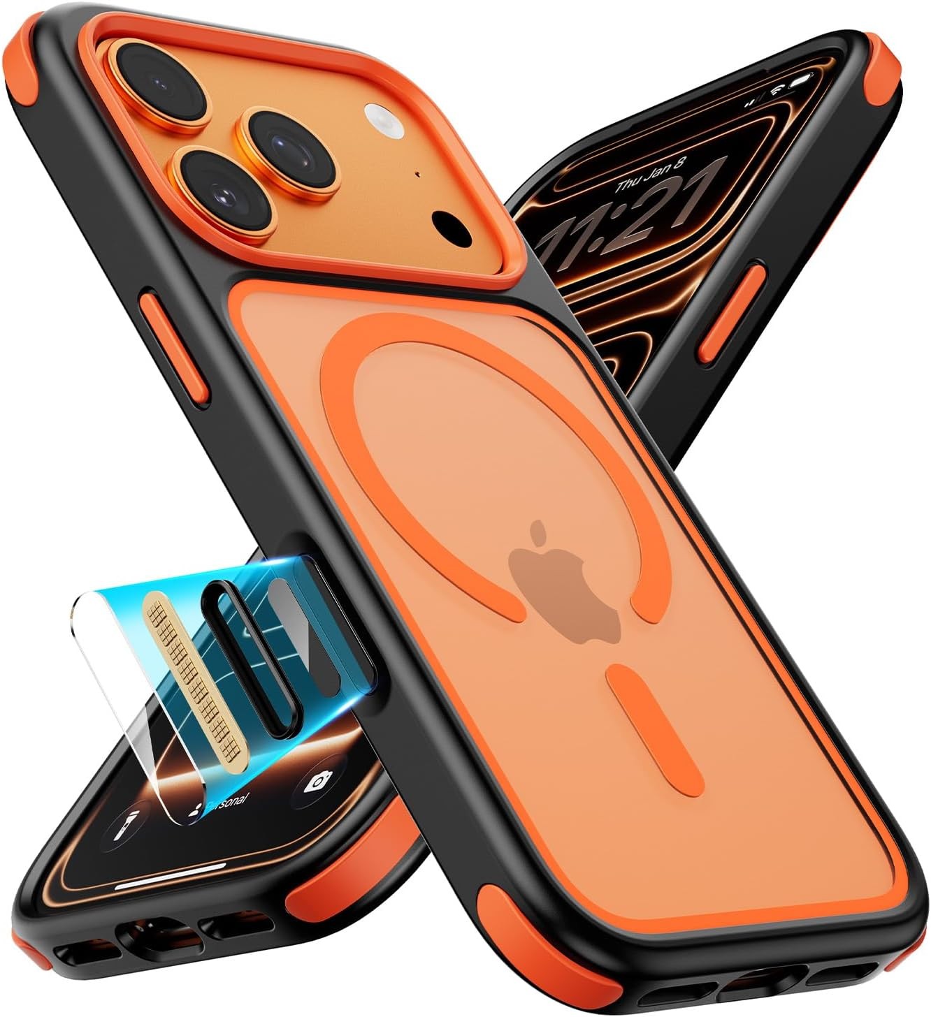 iPhone 17 Pro Max Case, Crystal Clear Case with Magnetic Ring, Multicolor Bumper