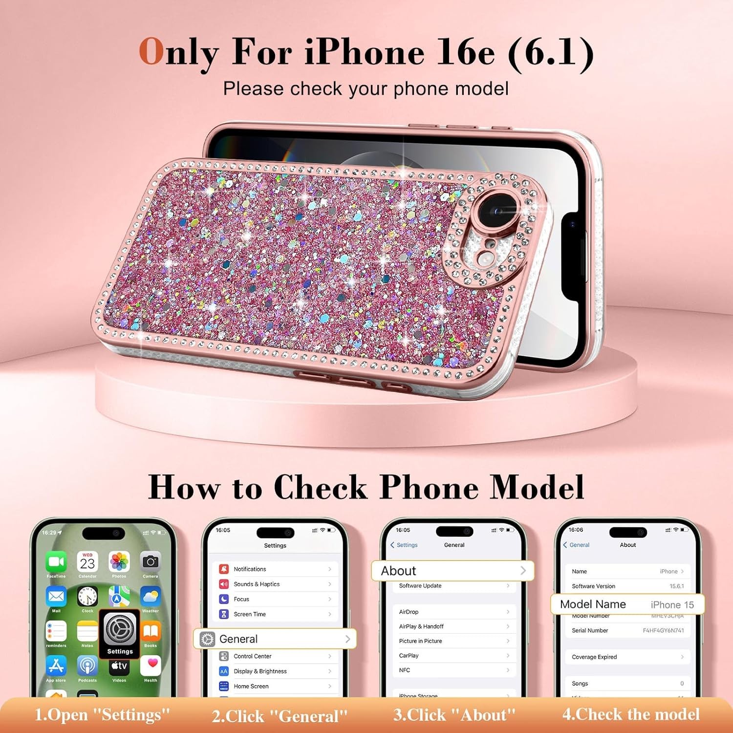 iPhone 17e/16e Case Glitter, Luxury Shiny Bling Sparkly Phone Cover for Women Gi