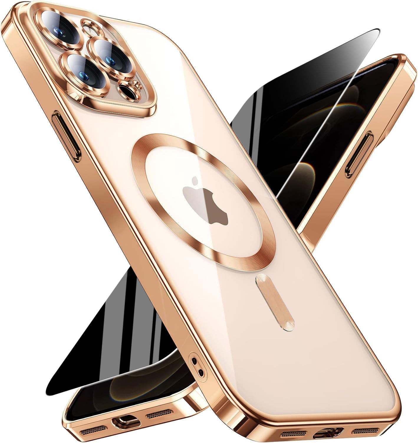 Gold Magnetic Case for iPhone 12 Pro Max with Full Camera Cover & Privacy Protec