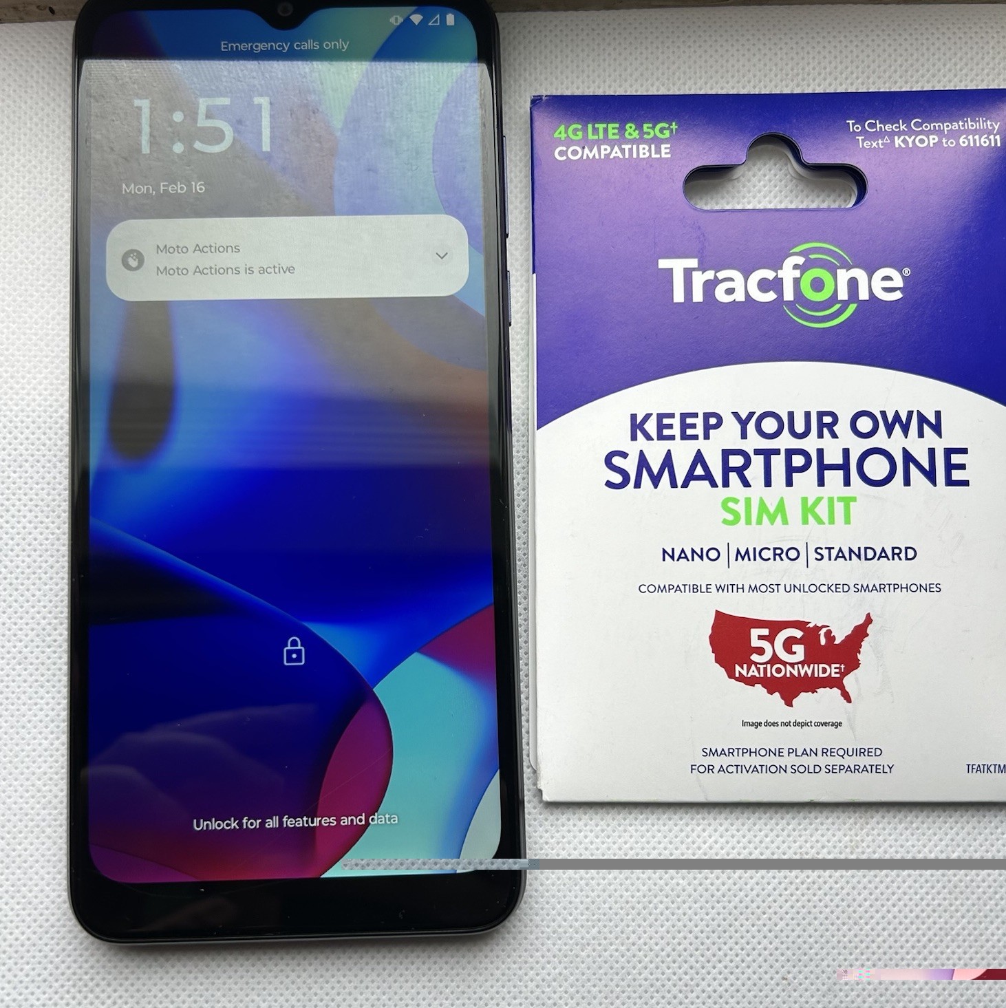 Motorola Moto G Pure (XT2163DL) 32GB Tracfone Locked – SIM Included – READ