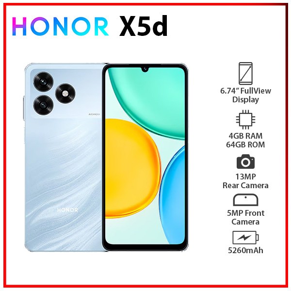 (New) HONOR X5d 4GB+64GB BLUE Dual SIM Octa Core Unlocked Android Cell Phone