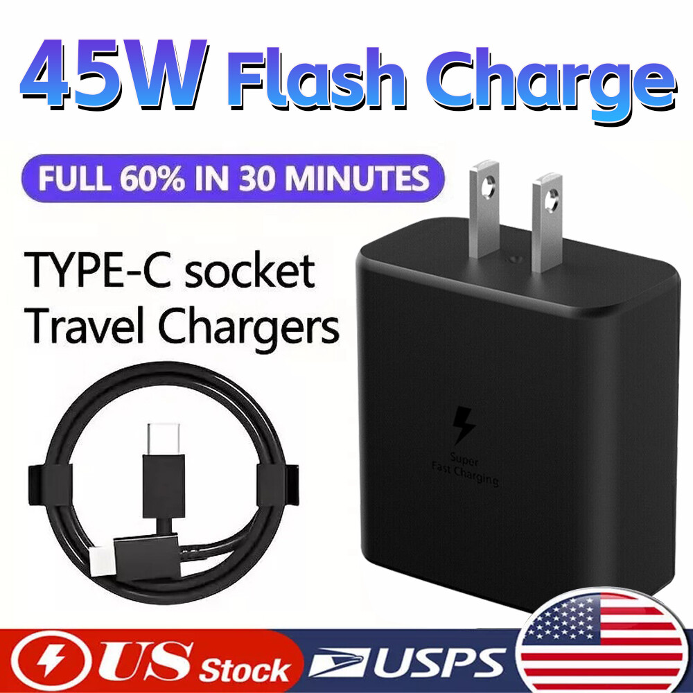 45W Fast Charger Wall Adapter Usb 6FT USB-C Cable For Samsung Galaxy S24 S23 S22