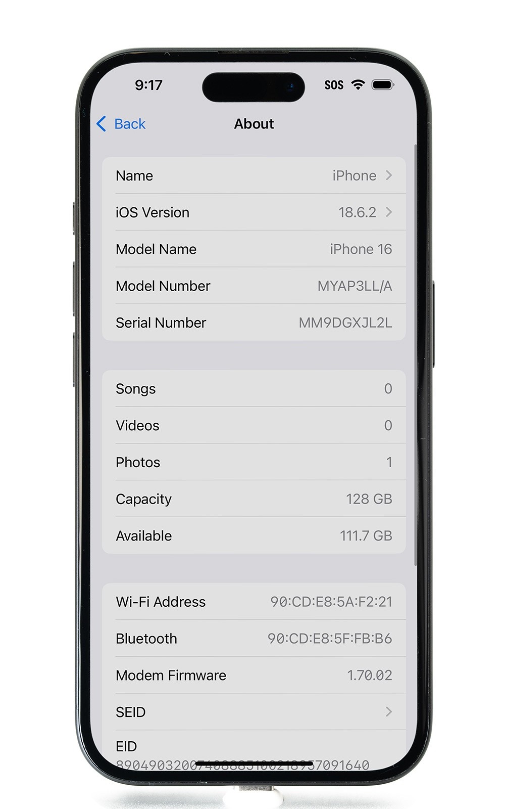 Apple iPhone 16 Unlocked (No T-Mobile) 128GB 100% Battery Health Black Open Box