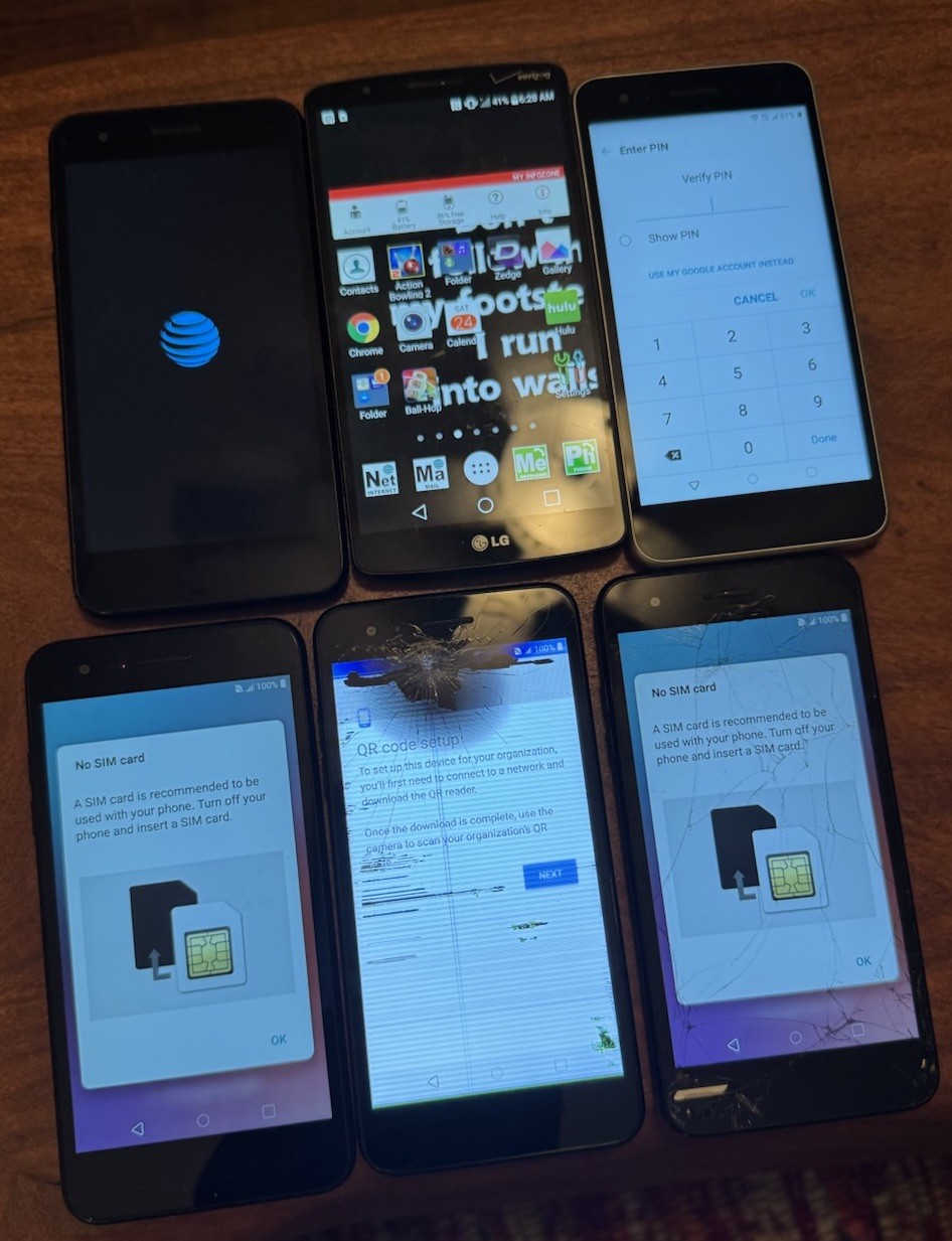 ONE Works Lot of 6 LG Phoenix 4 G3 Tribute Smartphone Broken Fast Ship