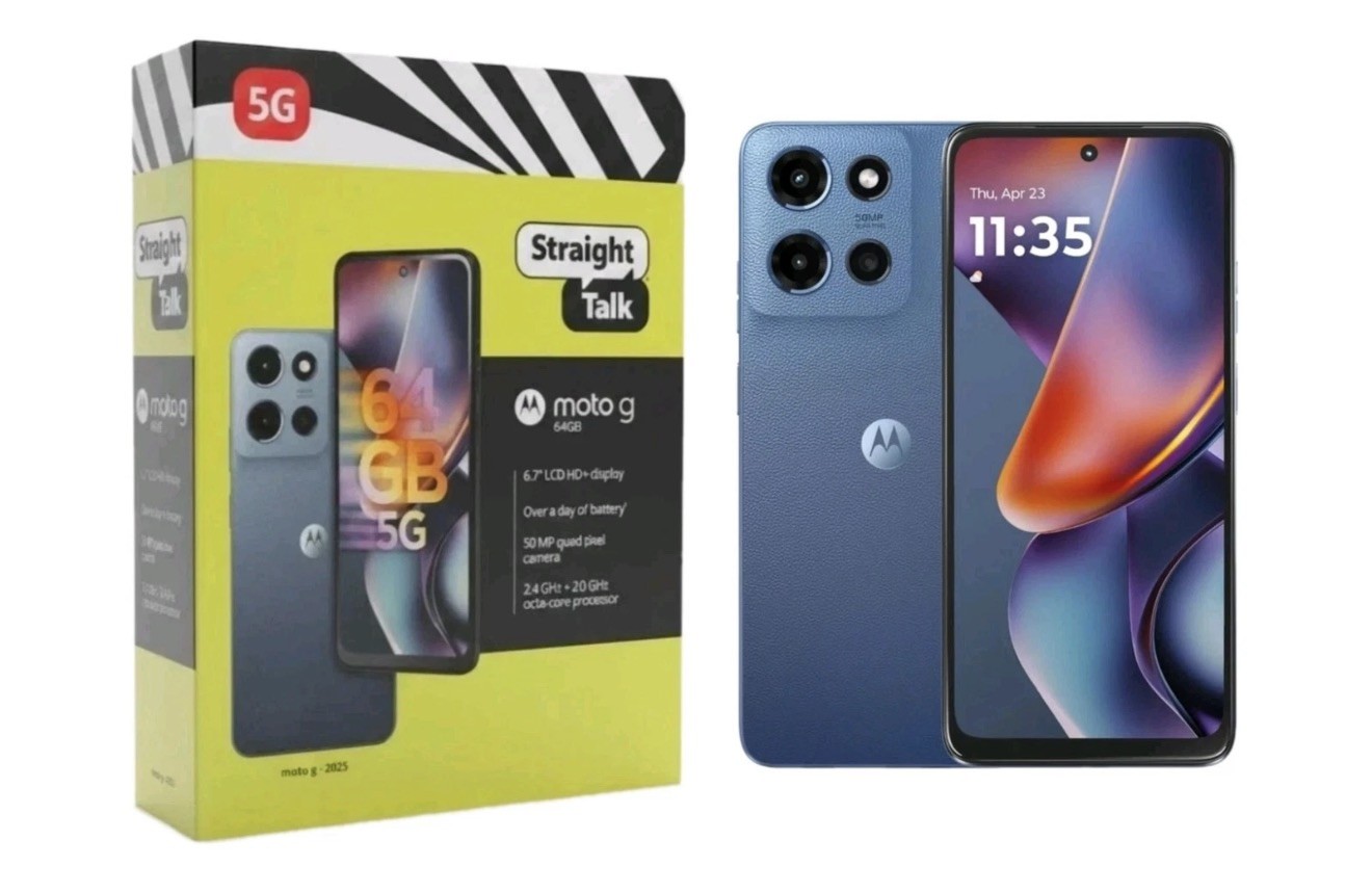 📲Straight Talk Motorola Moto G 2025 5G 64GB Blue Prepaid Phone, Locked 🔒
