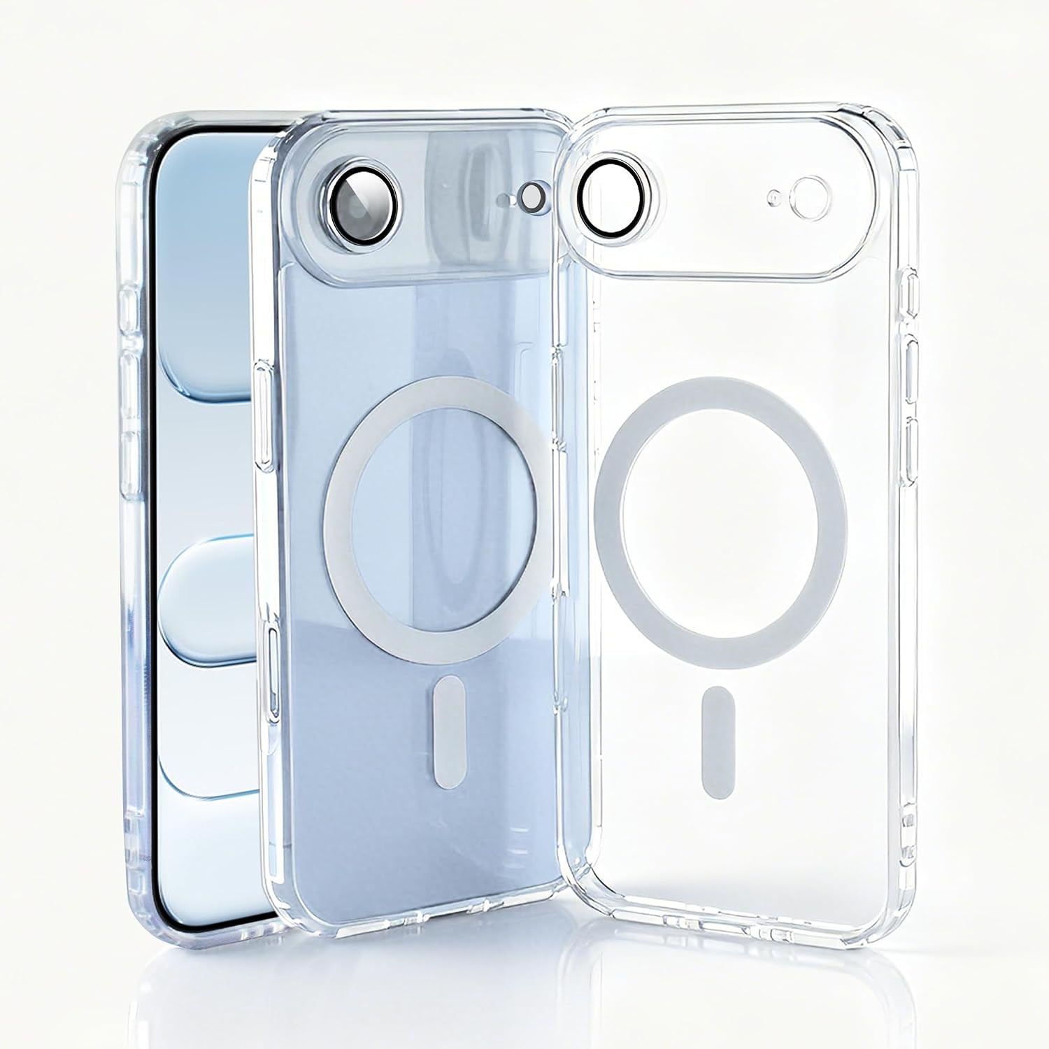 Magnetic case for iPhone Air, Built in Camera Lens Protector,Crystal Transparent