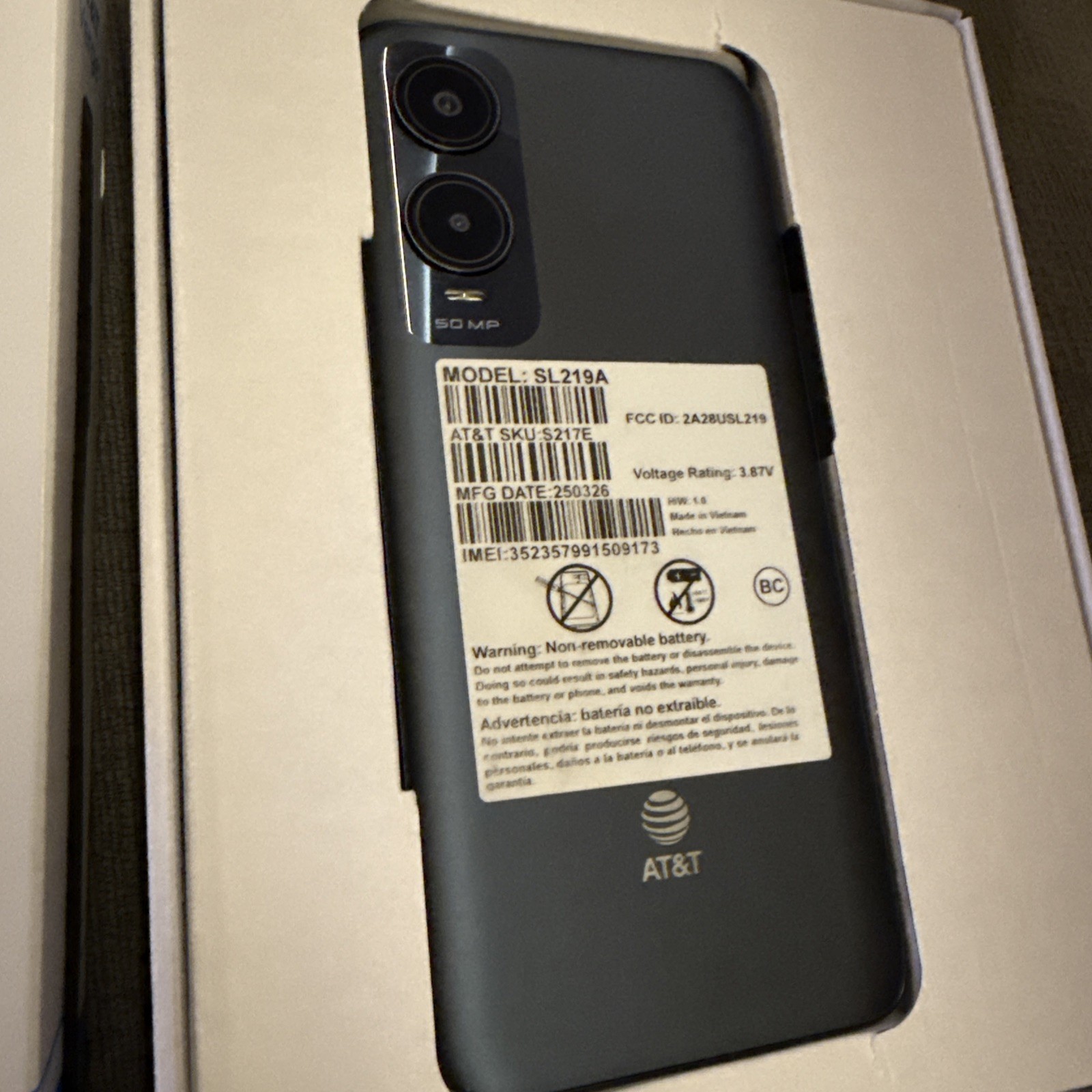 AT&T Prepaid AT&T Verge (64GB) Android 14 – Galactic Blue Color SL219A