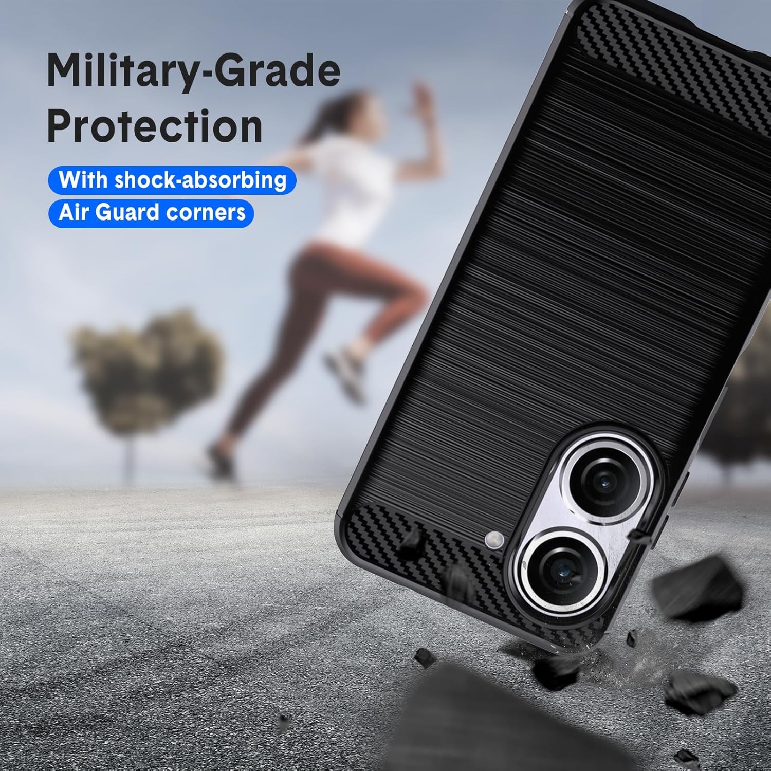 Zenfone 10/9 Case, Flexible TPU with Brushed Texture & Anti-Slip Shockproof Bump