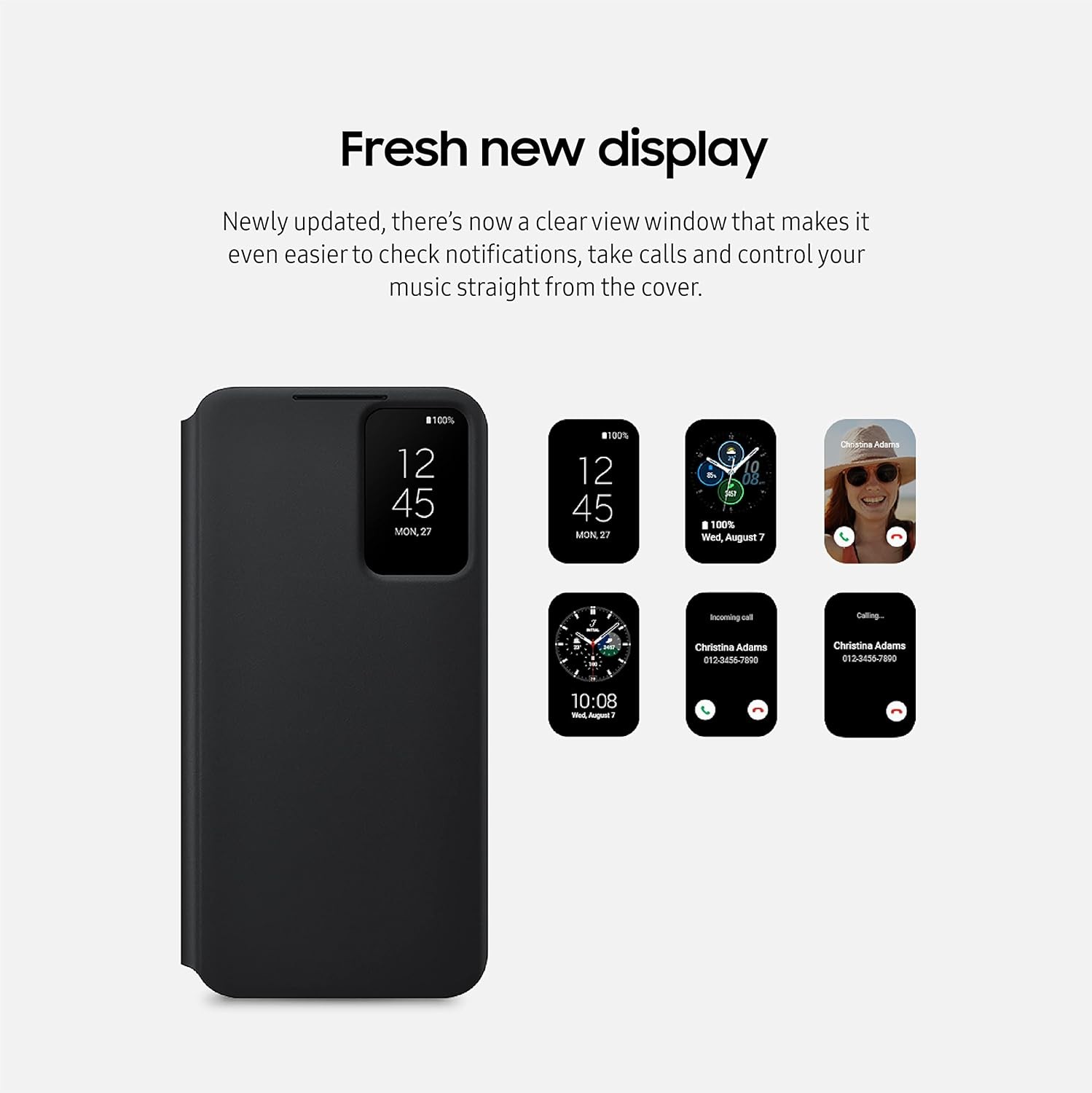 Galaxy S22 S-View Flip Cover, Protective Phone Case, Cutting Edge Design, Black