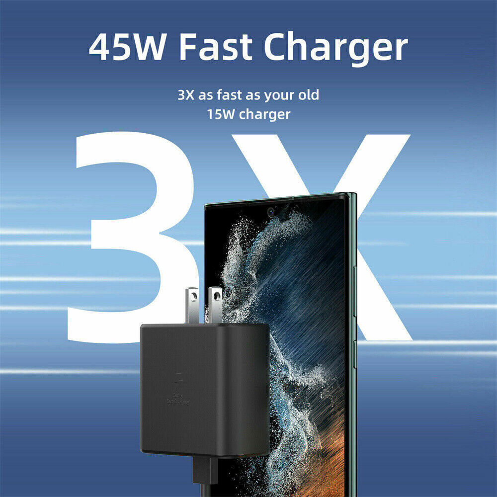 45W Type C USB-C Super Fast Wall PD Charger Cable For Samsung Galaxy S20 S21 S23