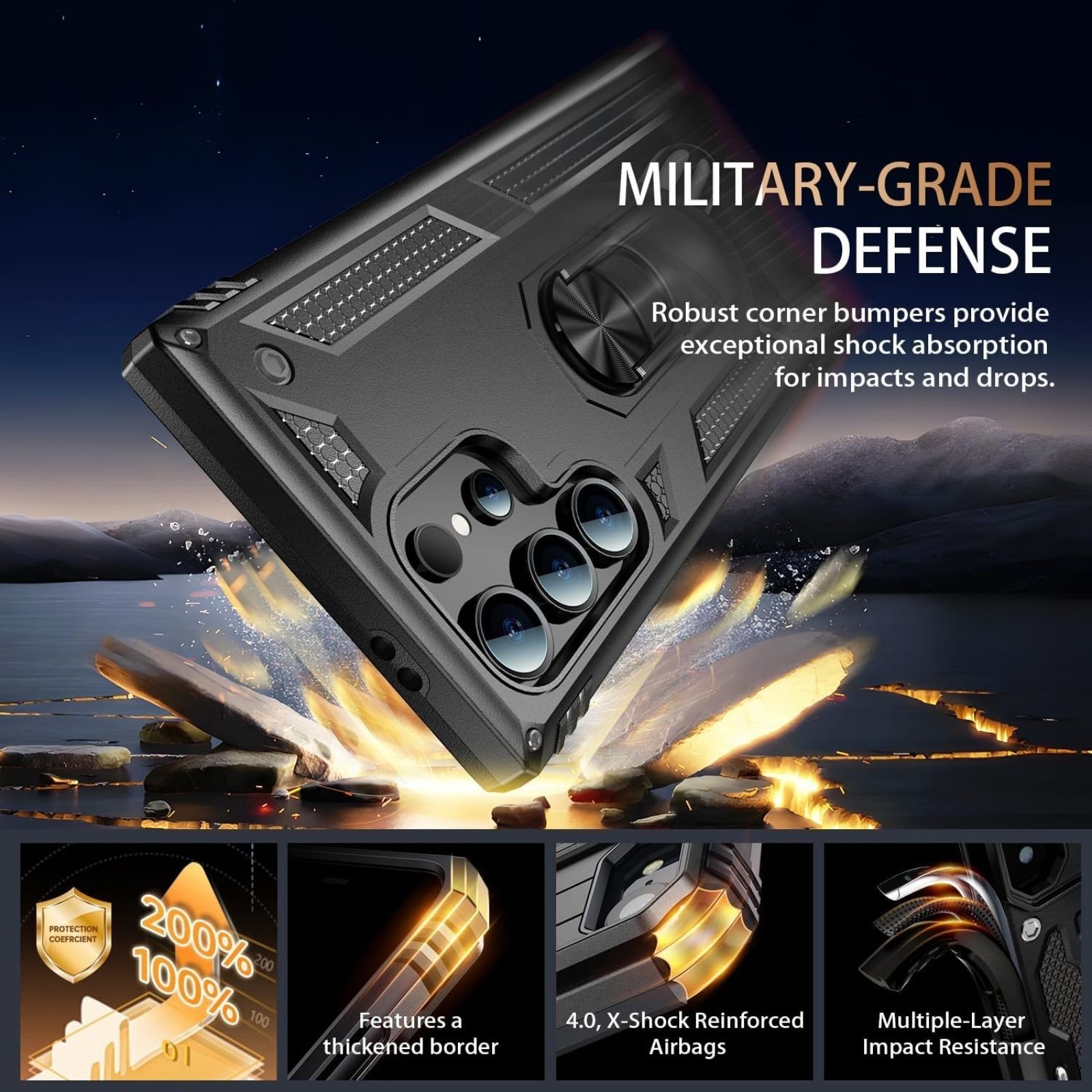 For Samsung Galaxy S25 Ultra Case w/Heavy Duty Shockproof cover& Magnetic stand