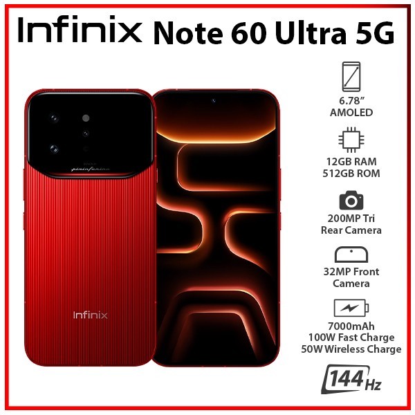 Infinix Note 60 Ultra RED 12GB+512GB Dual SIM Unlocked Android Mobile Phone