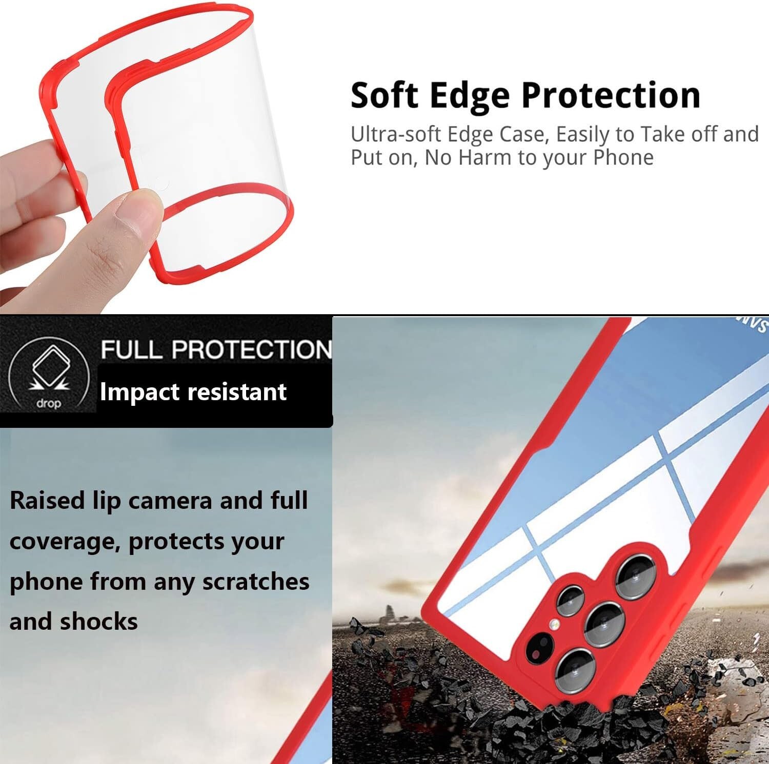 Samsung Galaxy S22 Ultra Case Clear Hard Back Shockproof Protective Cover Black