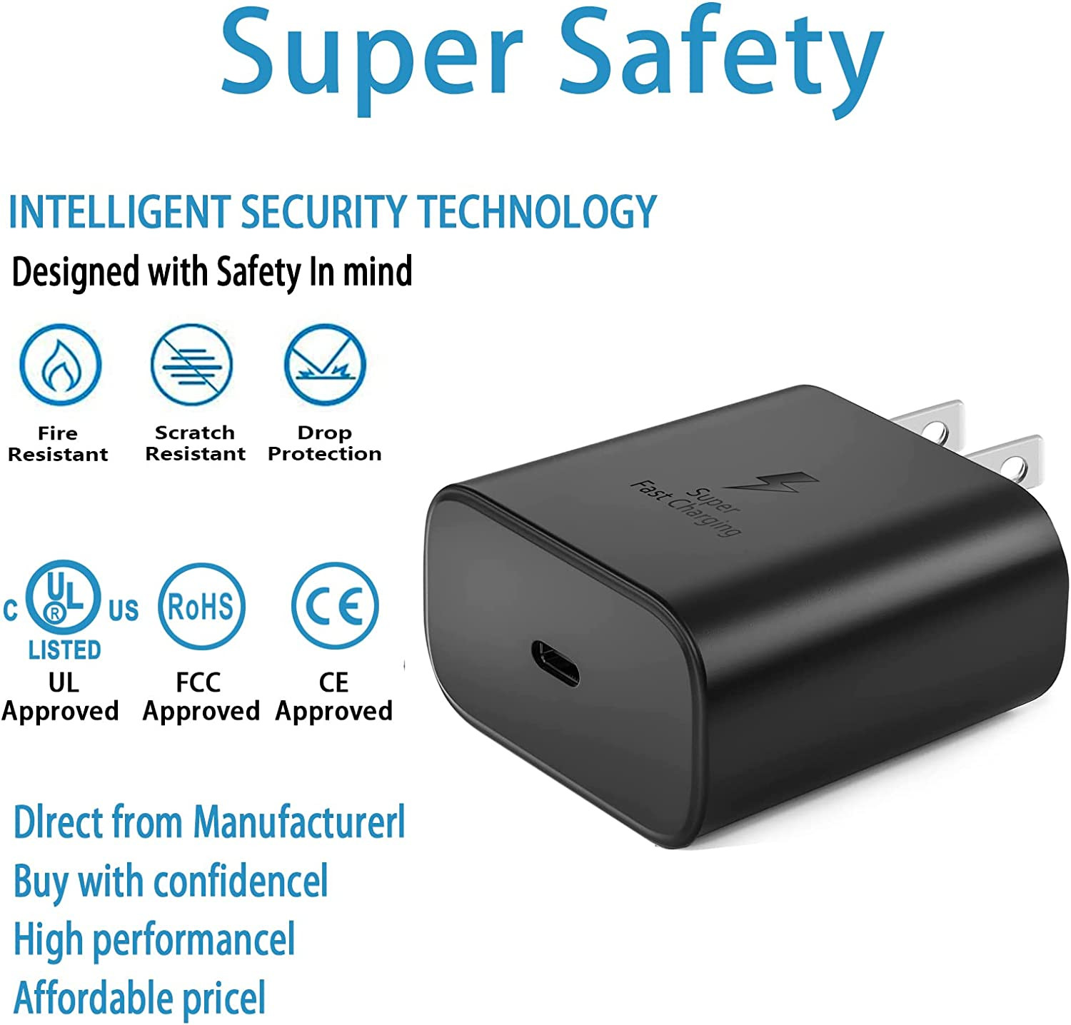45w Super Fast Wall Charger + 6FT Type C Cable For Samsung Galaxy S25 S24 S23 22