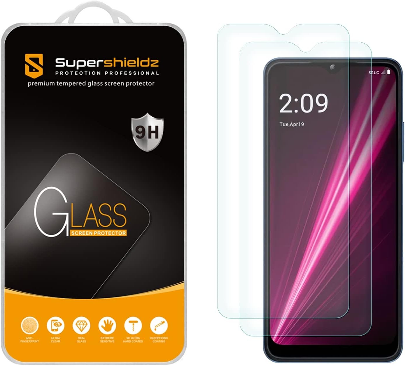 2PCS Tempered Glass Screen Protector for T-Mobile Revvl 6 5G & Revvl 6x 5G Anti