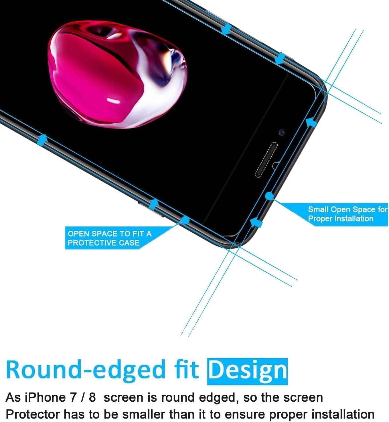 3PCS Screen Protector for iPhone 8 & iPhone 7 4.7 Inch Tempered Glass Bubble Fre