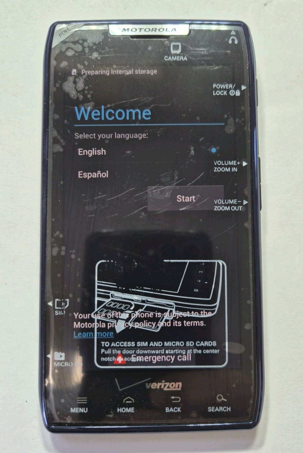 Motorola Droid RAZR XT912 Smartphone Verizon 4G LTE Android BLUE *MINT*