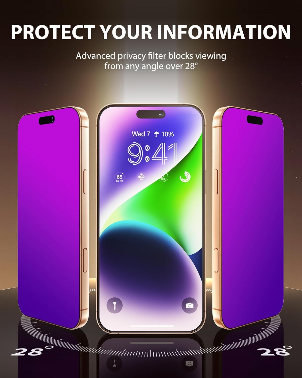 Privacy Screen Protector for iPhone 17 6.5 Inch Anti Spy Anti Blue Light Tempere