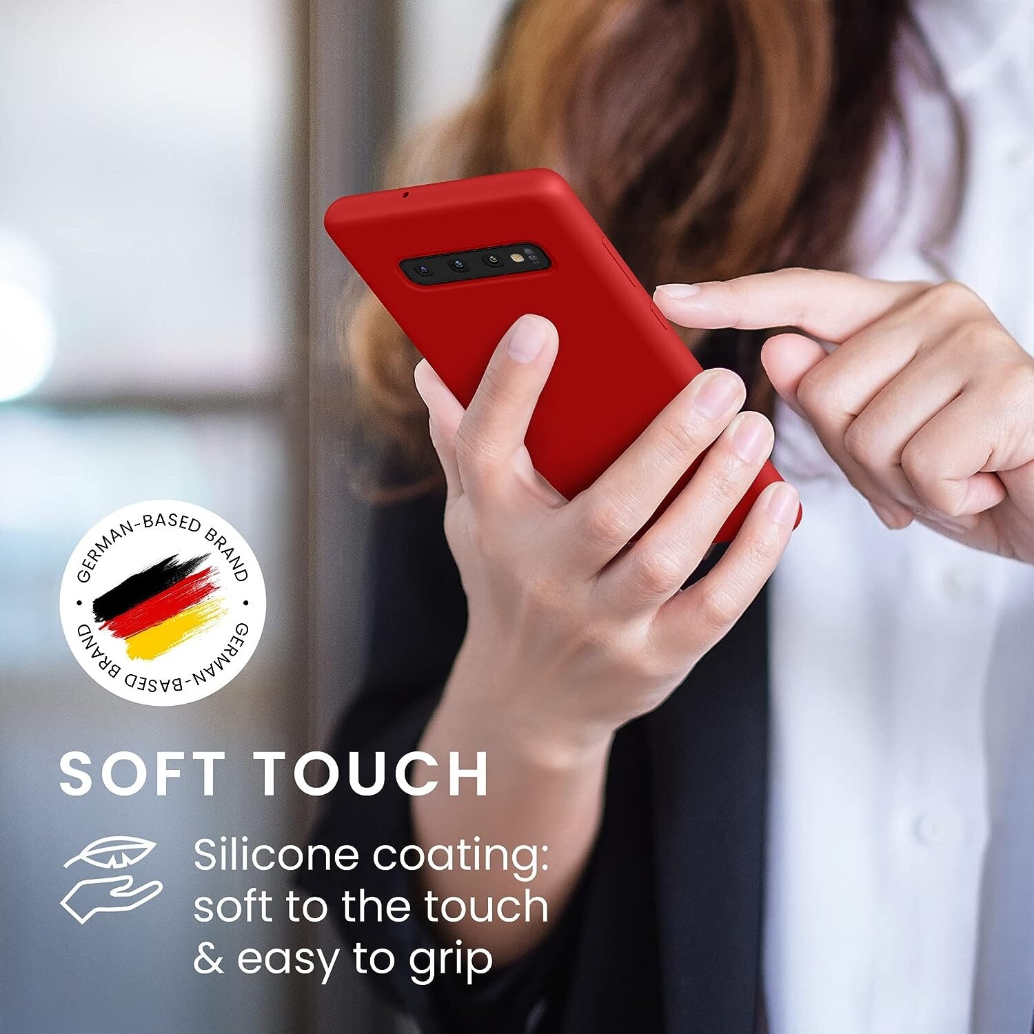 For Samsung Galaxy S10 Plus Case Double Layer Rubber TPU Slim Hybrid Case Red