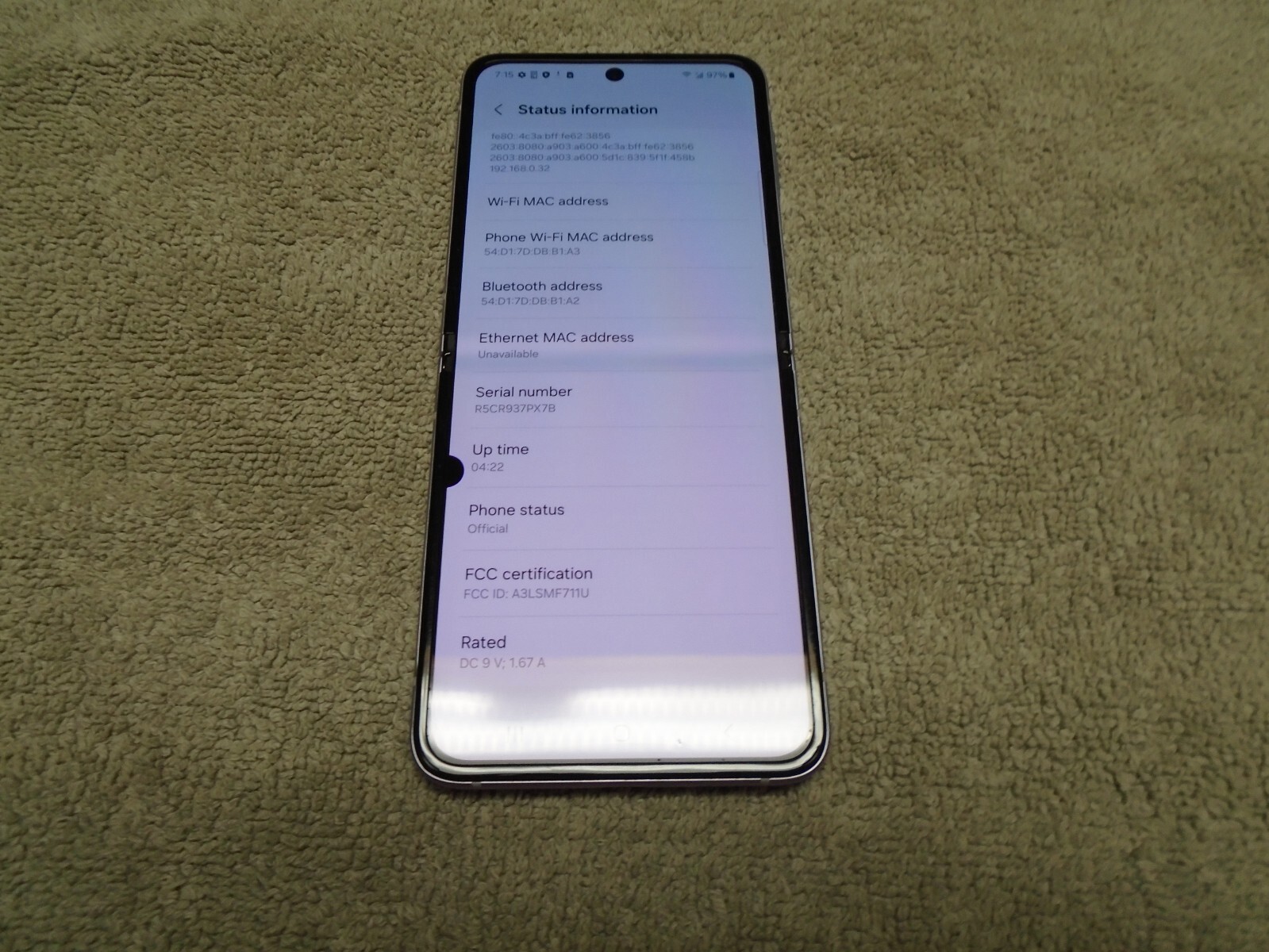 Samsung Galaxy Z Flip 3 5G, 128gb, Purple, Verizon only, Excellent Condition!!!