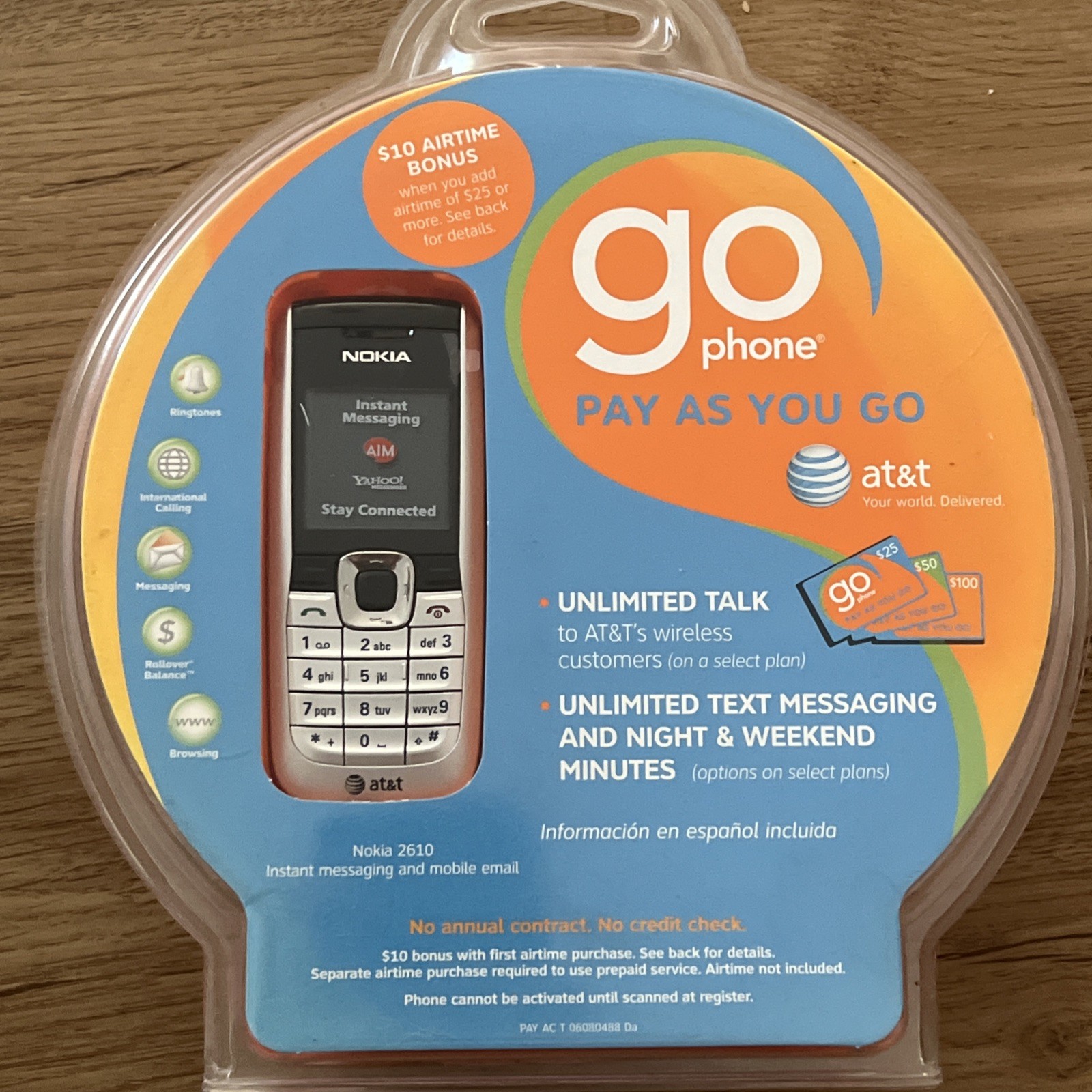 NEW SEALED AT&T Nokia 2610 GoPhone pay as you go