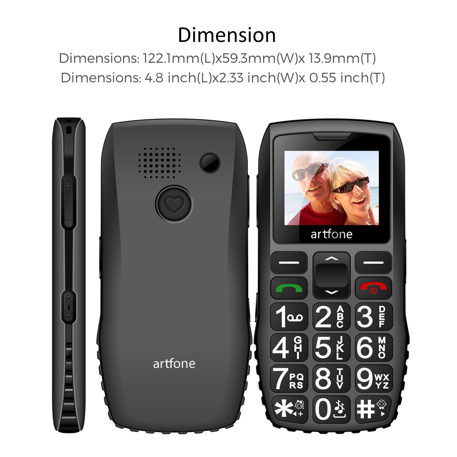 C1+4G Pro Black – Big Buttons Cell for Seniors丨Basic with SOS Button丨Charging…