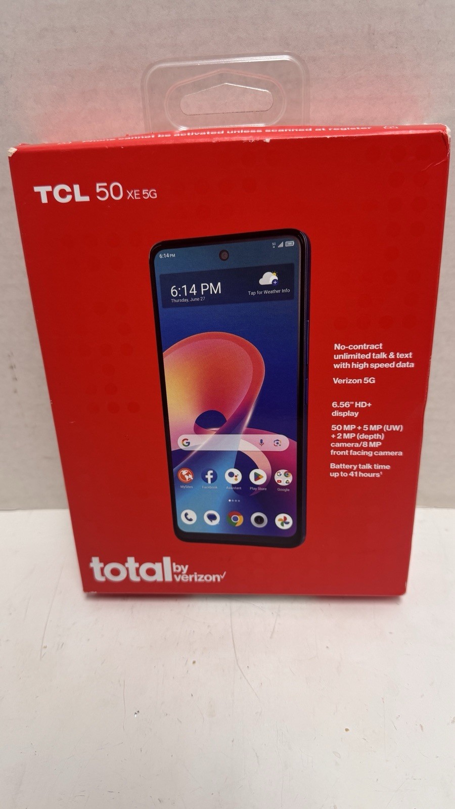 TCL 50 XE 5G 128GB No-contract 6.56″HD+ 50MP Smartphone Total by Verizon Prepaid