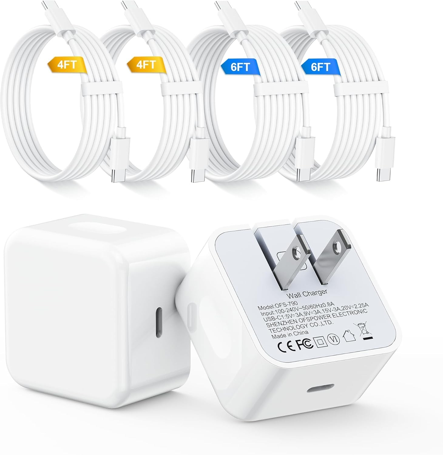 40W Type C Charger Fast Charging for iPhone 17 16 15, USB C Charger Block 2 Pack
