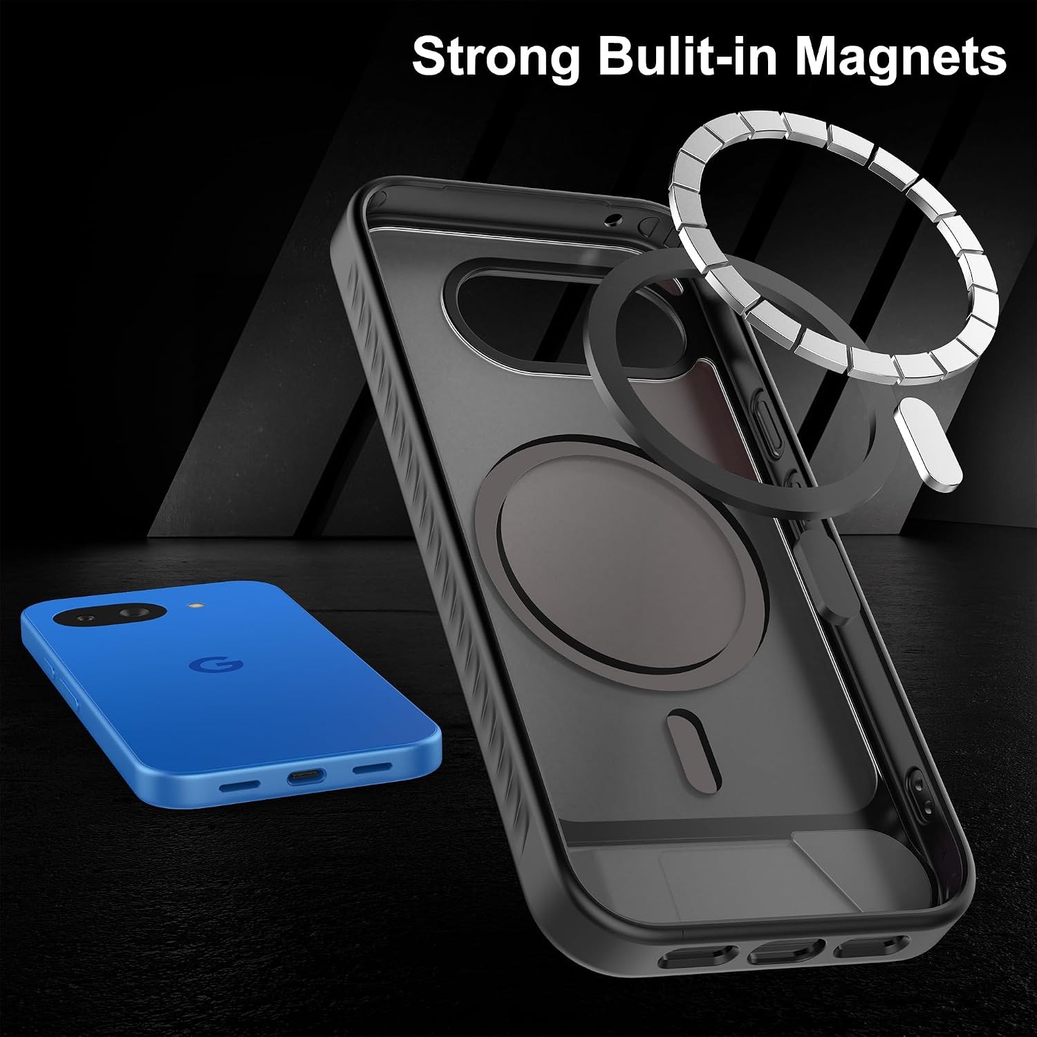 Magnetic for Google Pixel 10a Case, Built-in Stand, Matte Translucent Hard Back