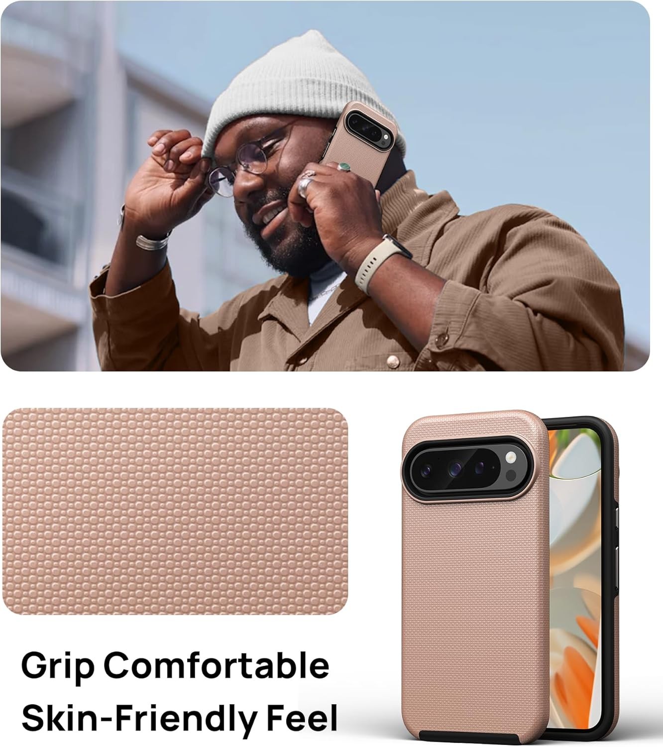 Google Pixel 9 Pro/Pixel 9 Case with 2X Screen Protector, Shockproof Silicone Co
