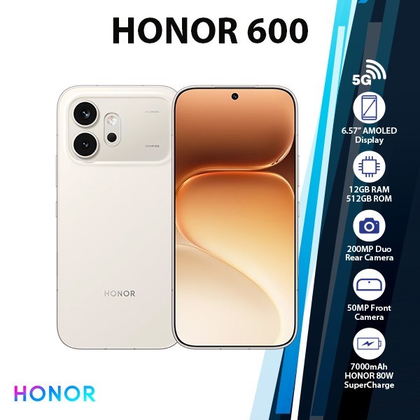 (New) Honor 600 5GAndroid Cell Phone (GOLDEN WHITE/12GB+512GB/Dual SIM/Unlocked)