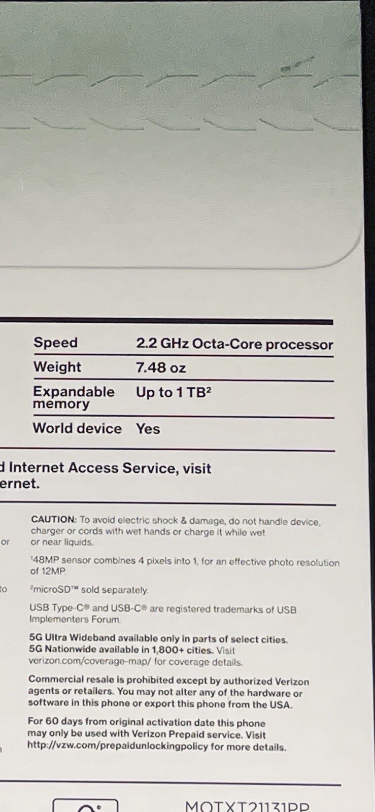 New/Sealed Verizon Motorola One 5GUW Ace Prepaid Volcanic Gray 64GB World Device