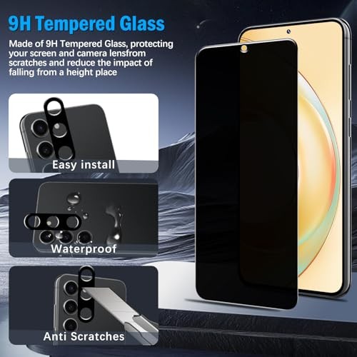 2+2 Pack Screen Protector for Samsung Galaxy S23 Plus Privacy Anti-Scratch Black