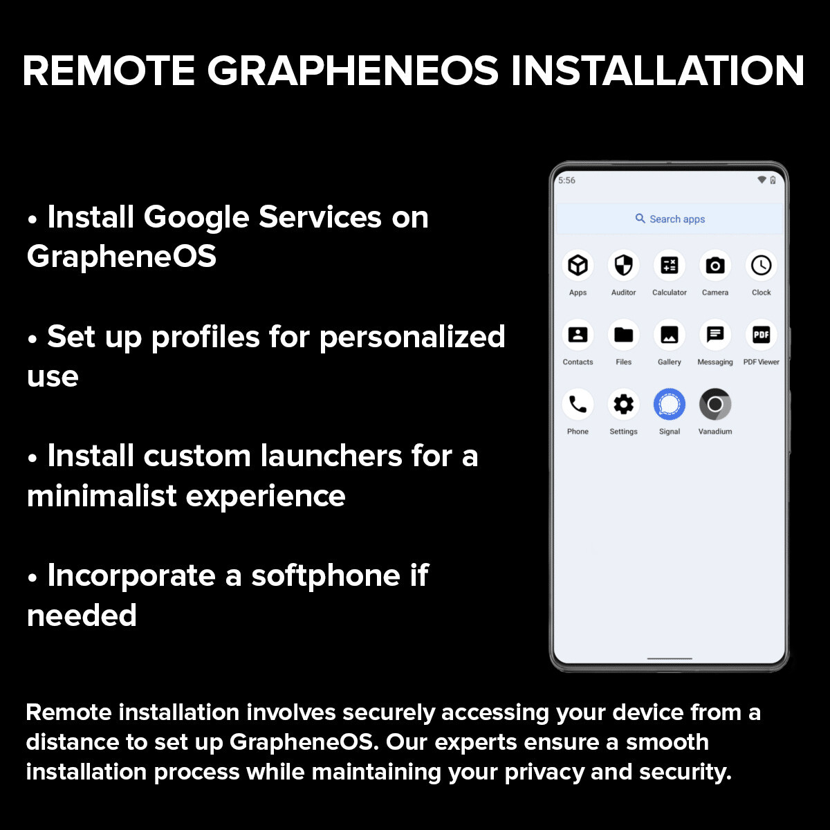 Remote GrapheneOS Custom Privacy Android Rom Installation DeGoogle Google Pixel