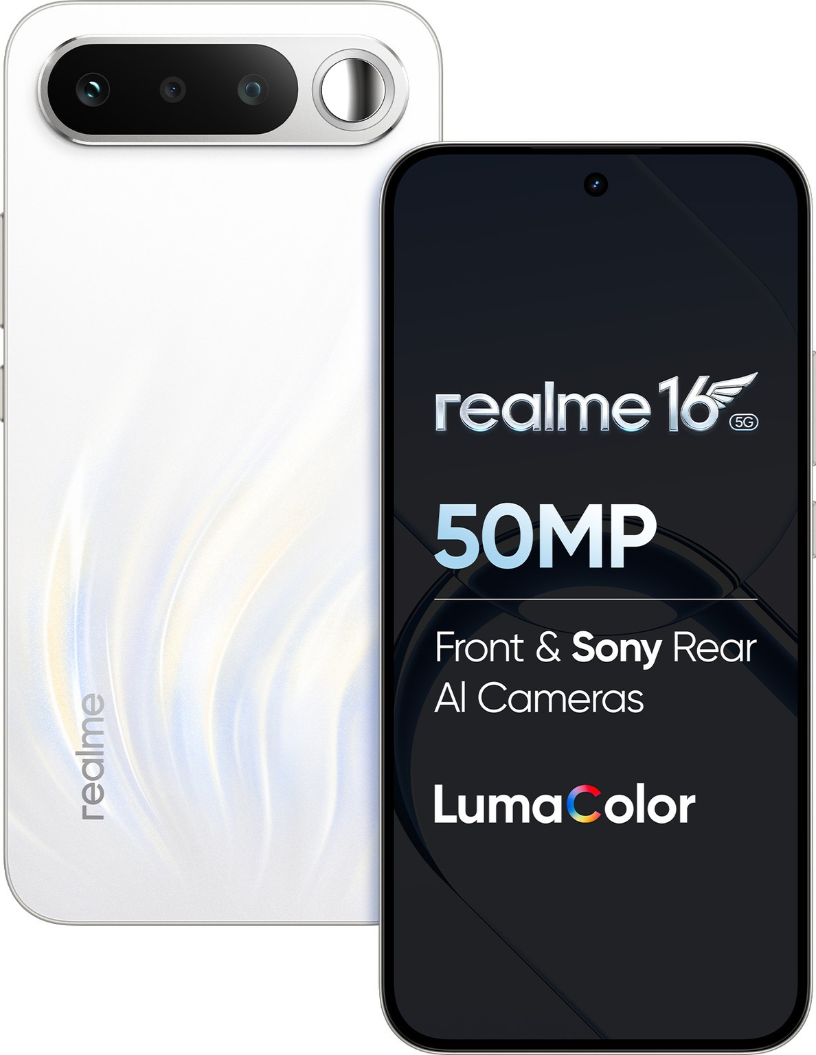 realme 16 5G (White, 256 GB 12GB RAM) Dimensity 6400 Turbo 6.57″ Gobal Version.