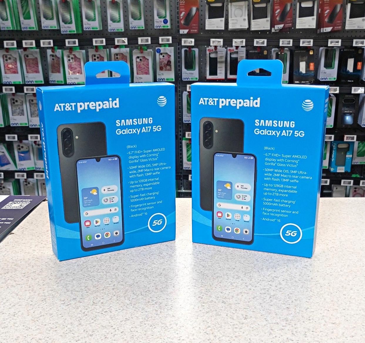 Samsung Galaxy A17 5G 128GB Black 6.7in 50MP Android 16 AT&T Prepaid ONLY 1 CELL