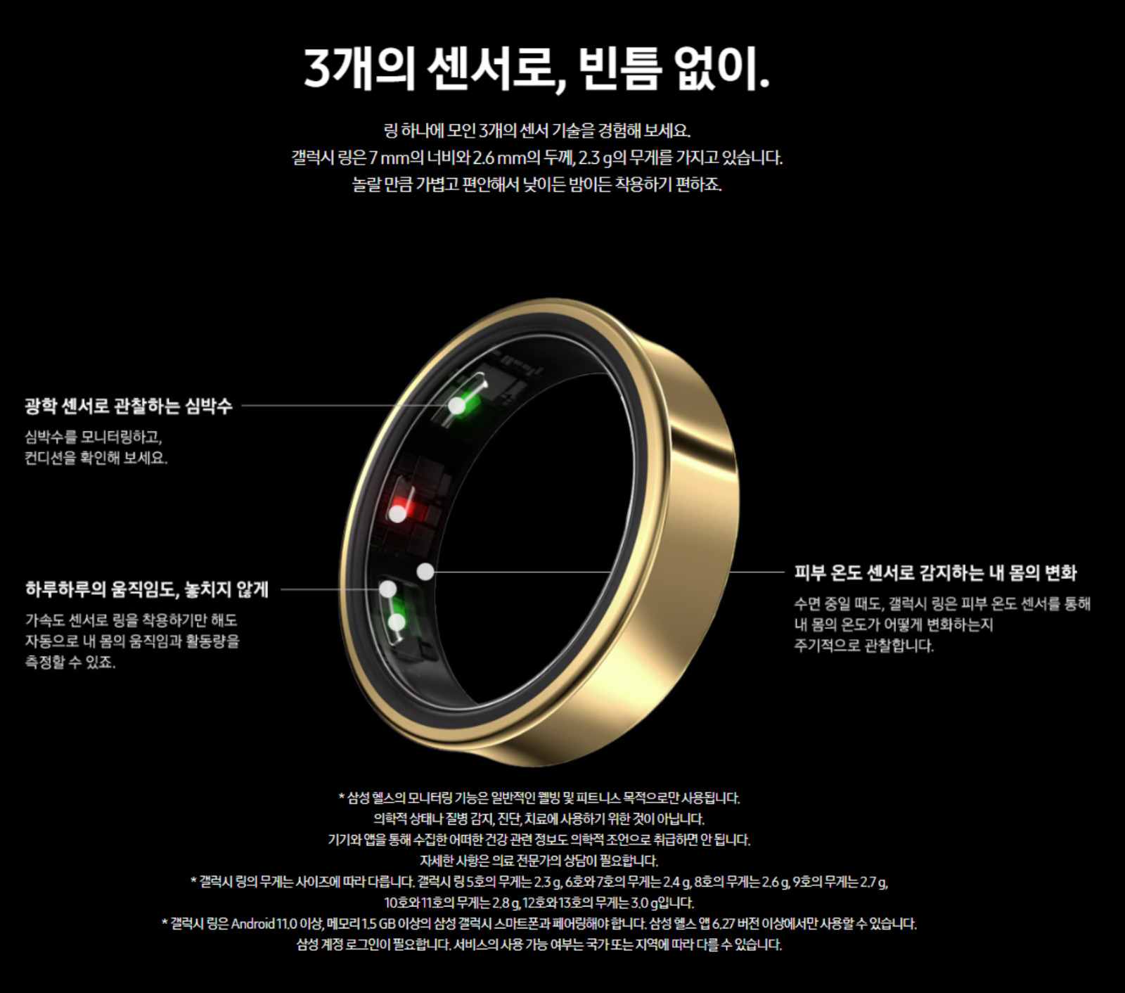 Samsung Galaxy Ring SM-Q Series Smart Health Ring & Galaxy AI / 3 Colors
