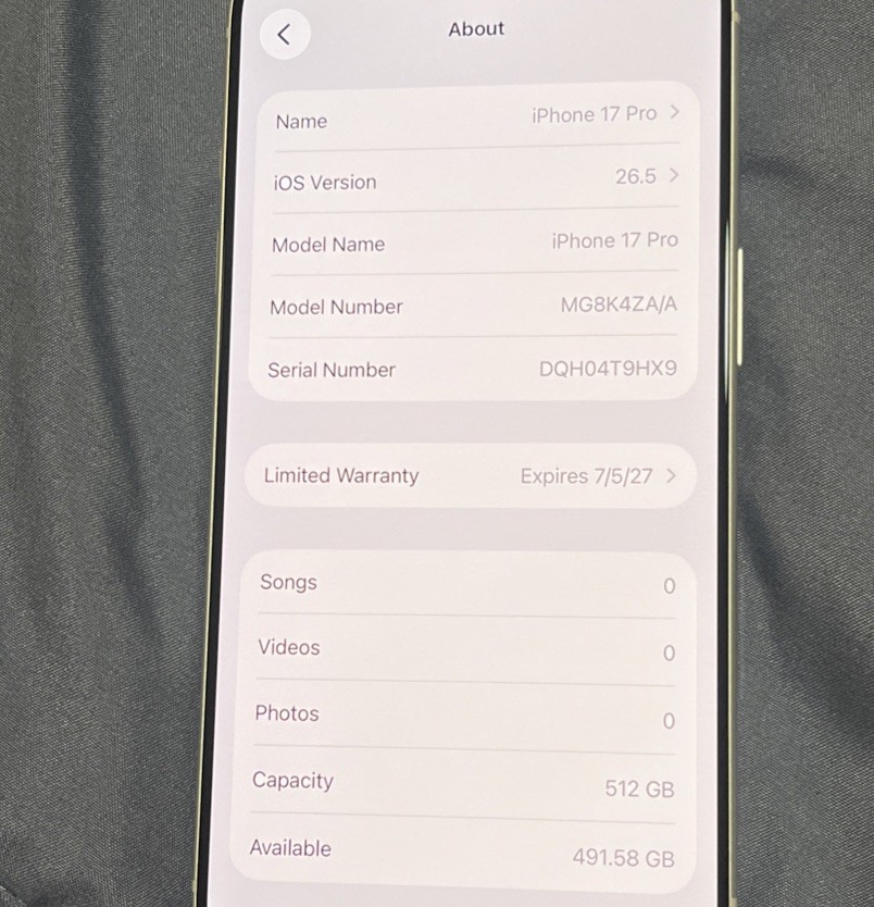 Apple iPhone 17 Pro with Physical Sim + eSim 512GB Silver Color Unlocked