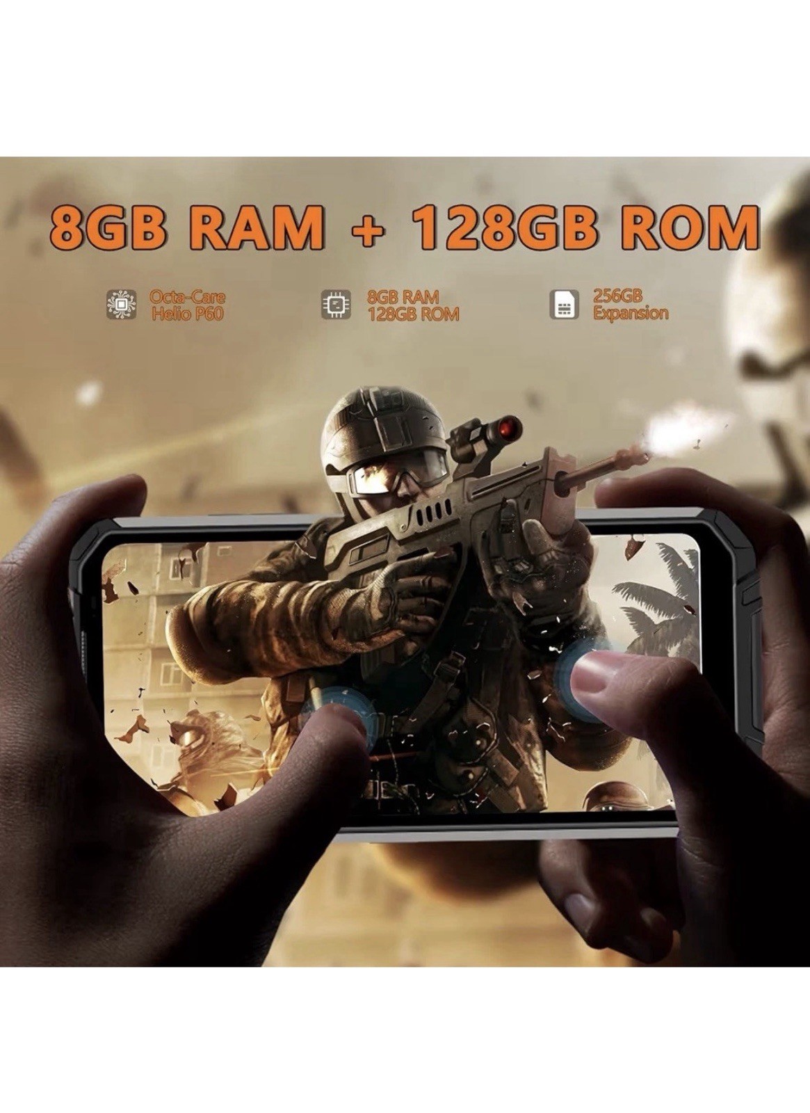 OUKITEL WP16 Rugged Smartphone 10600mAh 128GB+8GB IP68 NFC GPS Unlocked Black Uk