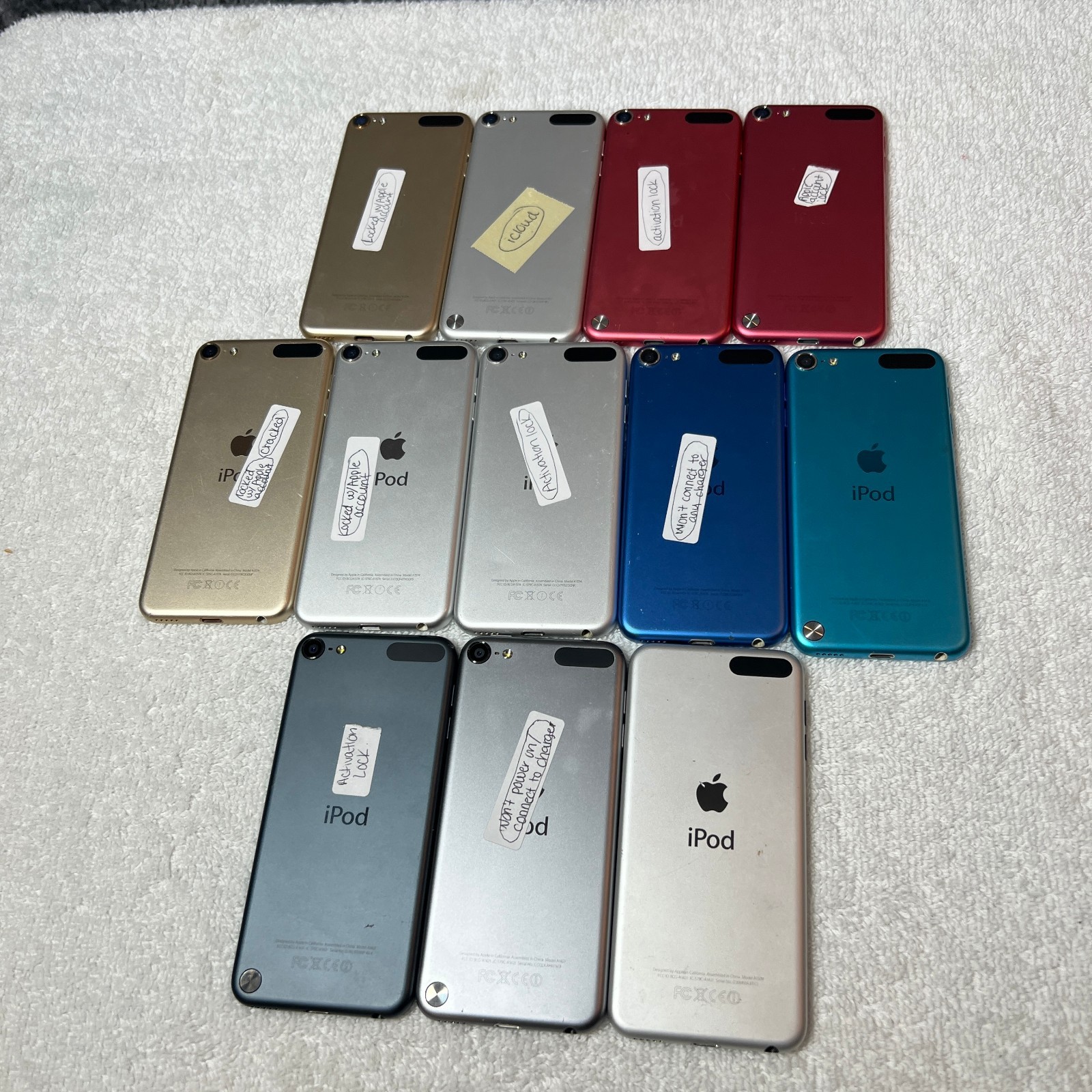 Apple iPod Touch Lot Bundle of 12 For Parts Repair Broken As Is 5th 6th Gen