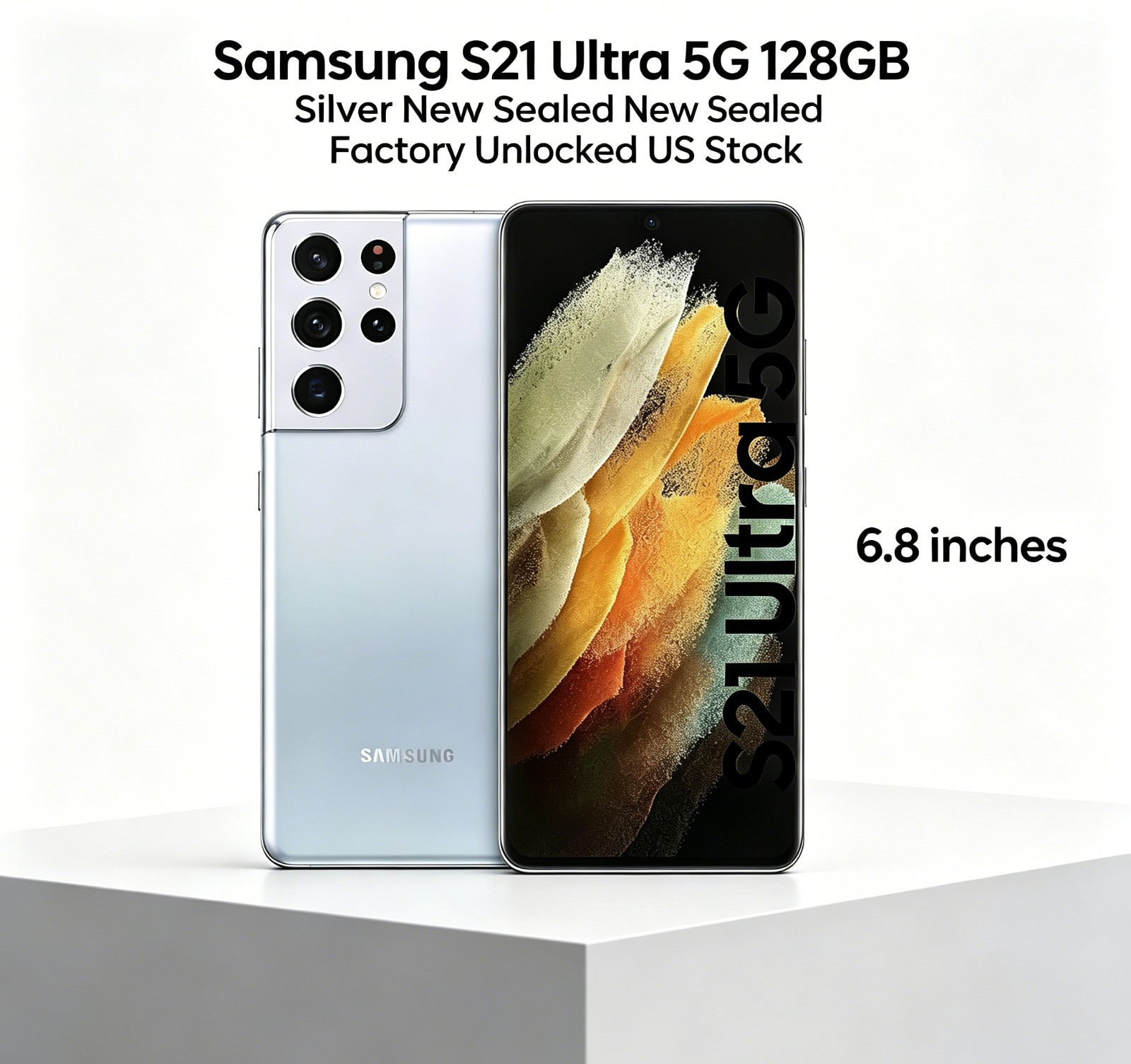 New Sealed Samsung S21 Ultra 5G SM-G998U1 GSM CDMA Factory Unlocked Silver